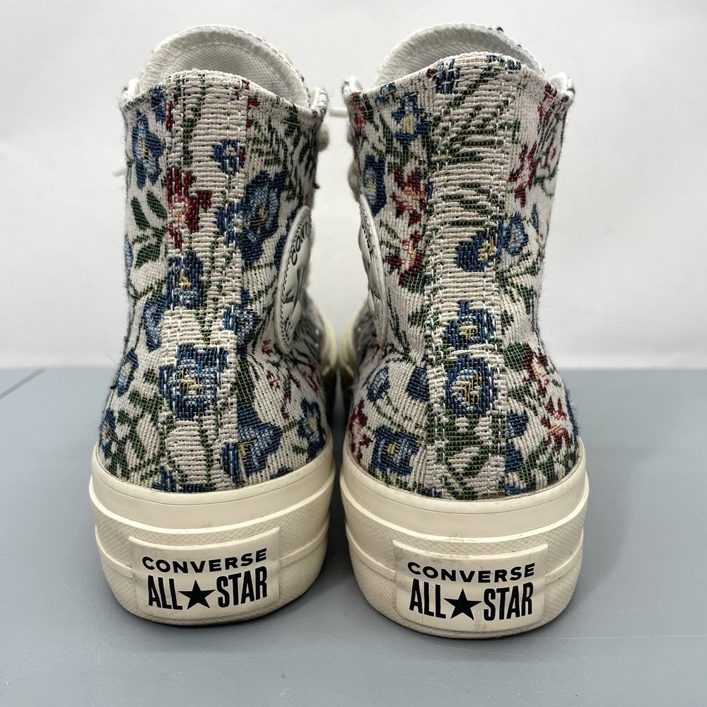 Converse All Star Lift Platform High Sneakers Shoes Floral Tapestry Blue Women 7 - Picture 7 of 13